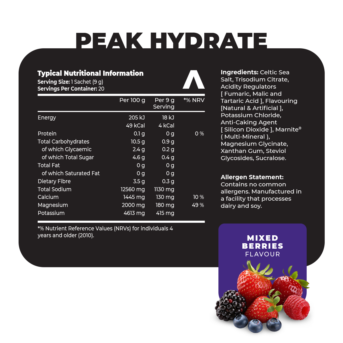 Peak Hydrate nutri Mixed Berries