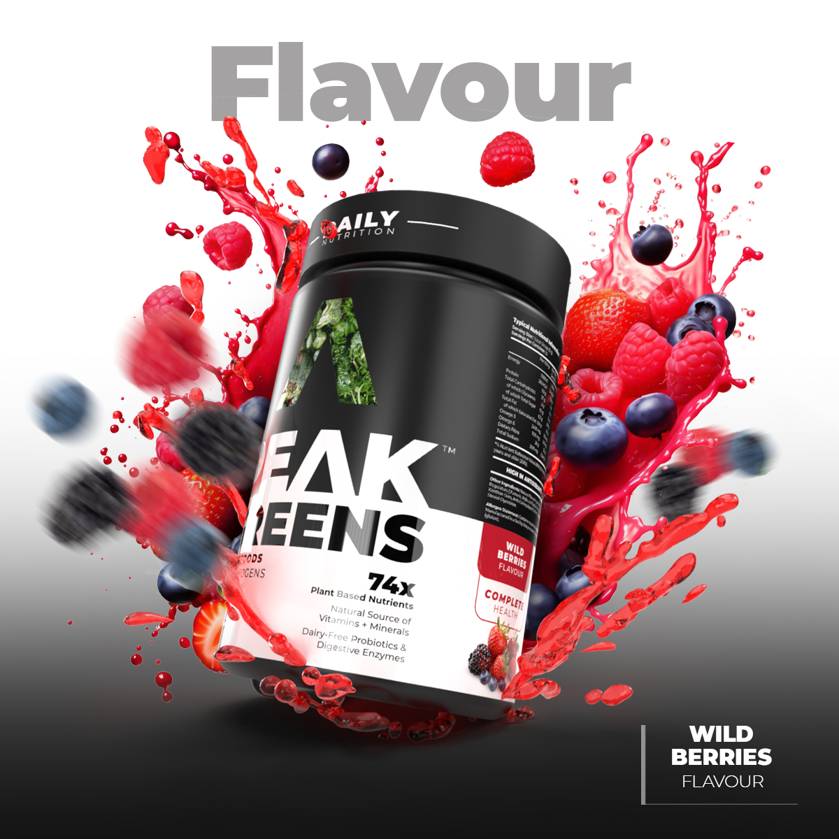 PEAK Greens flavour and daily greens support