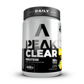 Peak Clear Protein container with black and white label passion pine flavour